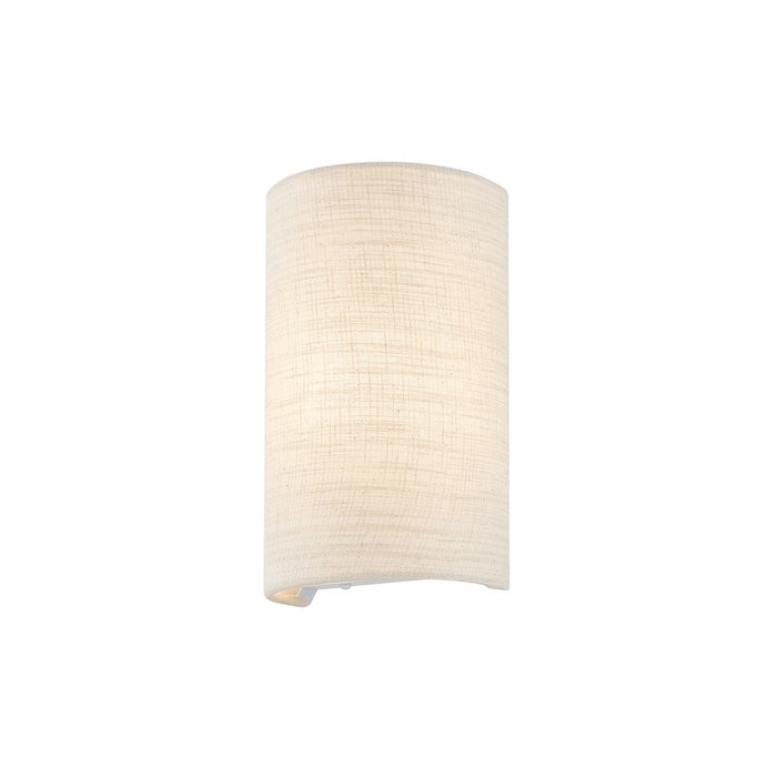 Justice Design Textile 1 Light Cylinder Wall Sconce, White/Cream