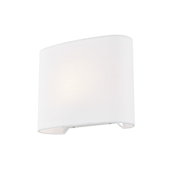 Justice Textile 1Lt Rectangle 12" Wall Sconce, White/White