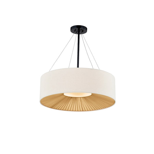 Justice Textile Warren 6Lt Drum Pendant, Black/Cream - FAB-9572-CREM-MBLK