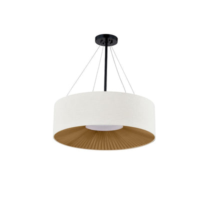 6 Light Drum Pendant, Black/Cream