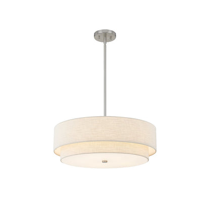 Justice Textile Classic 5Lt Drum Pendant, Nickel/Cream - FAB-9776-CREM-NCKL