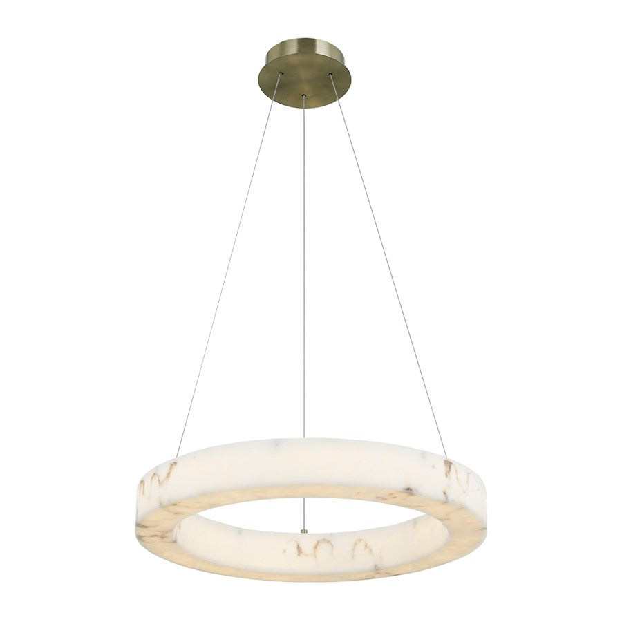 Justice LumenAria Medley LED 24" Ring Pendant, BR/Faux Alabaster - FAL-8222-BRSS