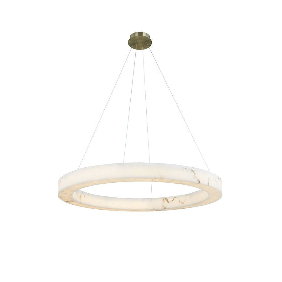 Justice LumenAria Medley LED 42" Ring Pendant, BR/Faux Alabaster - FAL-8226-BRSS