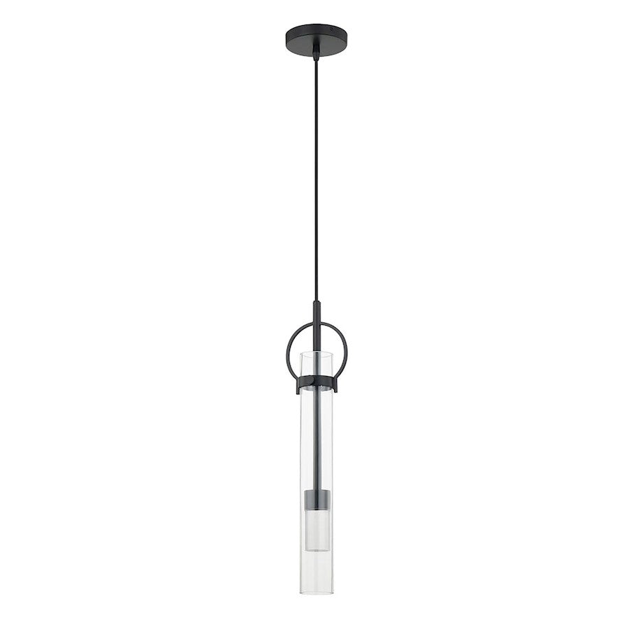 LED Tall Pendant, Clear/Matte Black
