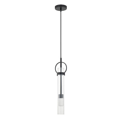 LED Tall Pendant, Clear/Matte Black