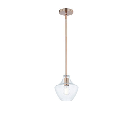 Justice Fusion Harlow 1Lt 8" Pendant, Brass/Seeded Glass - FSN-4177-SEED-BRSS