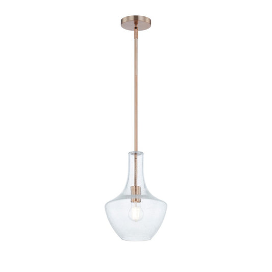 Justice Fusion Harlow 1Lt 10" Pendant, Brass/Seeded Glass - FSN-4178-SEED-BRSS