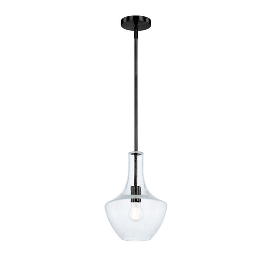 Justice Fusion Harlow 1Lt 10" Pendant, Black/Seeded Glass - FSN-4178-SEED-MBLK