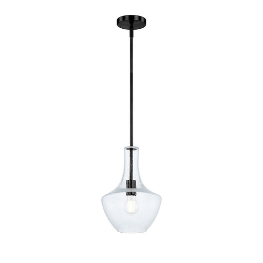 Justice Fusion Harlow 1Lt 10" Pendant, Black/Seeded Glass - FSN-4178-SEED-MBLK