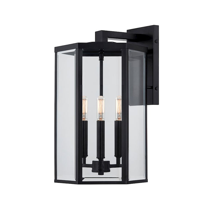 Justice Fusion Edgeworth 3Lt Rec Outdoor Sconce, Black/Clear