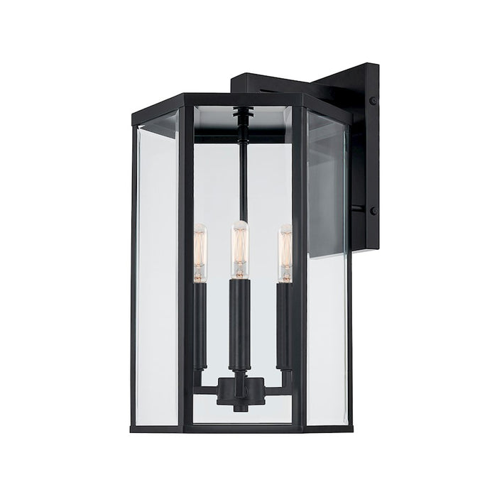 Justice Fusion Edgeworth 3Lt Rec Outdoor Sconce, Black/Clear