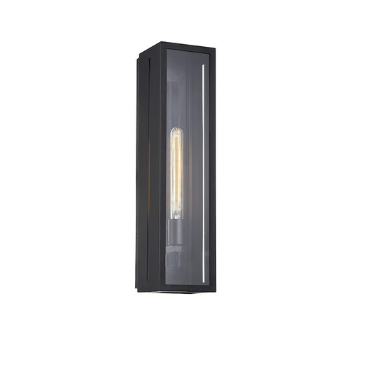 Justice Fusion Briarwood Rec Outdoor Sconce, BK/Clear - FSN-7691W-CLER-MBLK