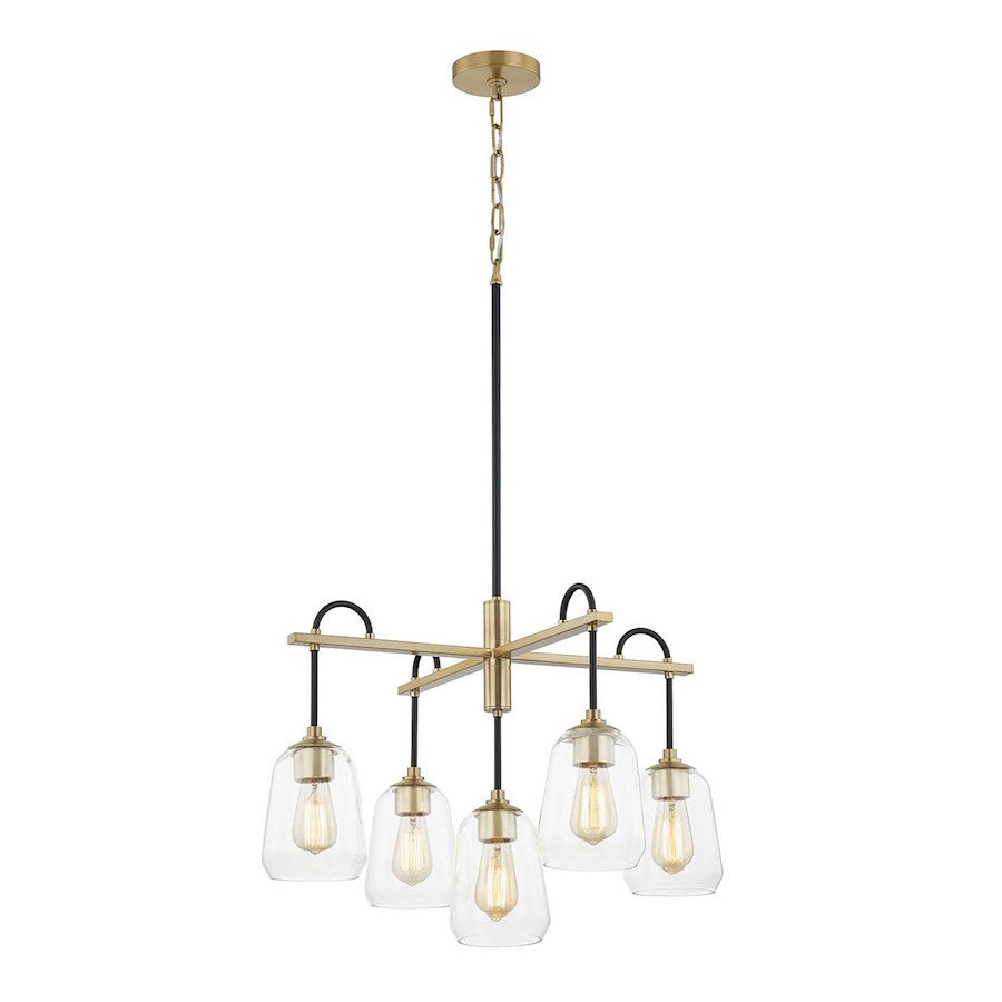 Justice Design Arcwell 5Lt Chandelier, Clear/Black/Brass - FSN-8105-CLER-MBBR
