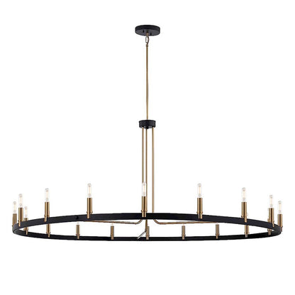 Justice Design Clayton 60" 1 Tier 18Lt Chandelier, Black/Brass - NSH-8046-MBBR