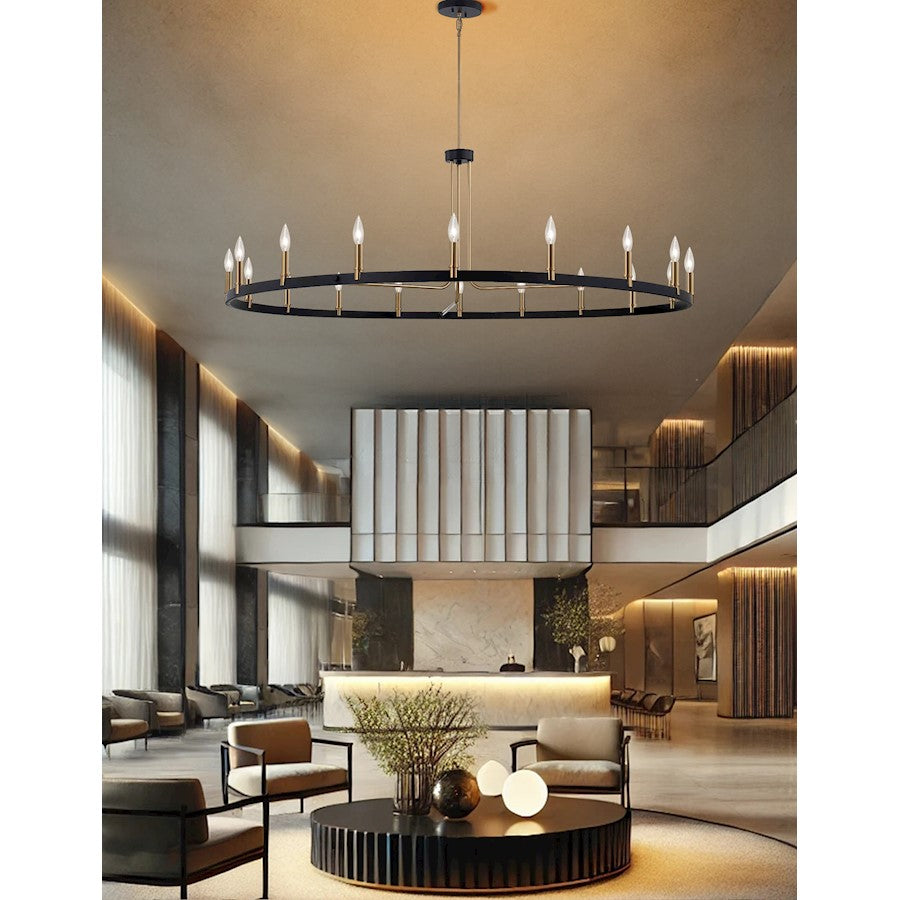 18 Light Chandelier, Black