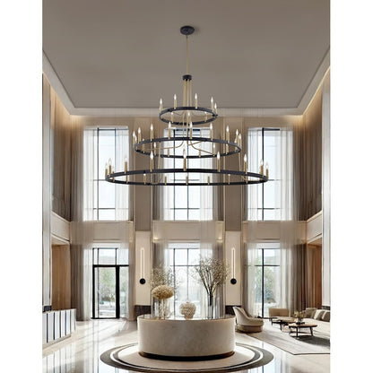 60" 3 Tier, 45 Light Chandelier, Black