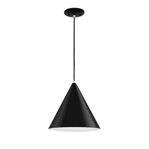 Justice Conos 1Lt 14" Cone Pendant, Black/White Interior - NSH-8945-MBWT