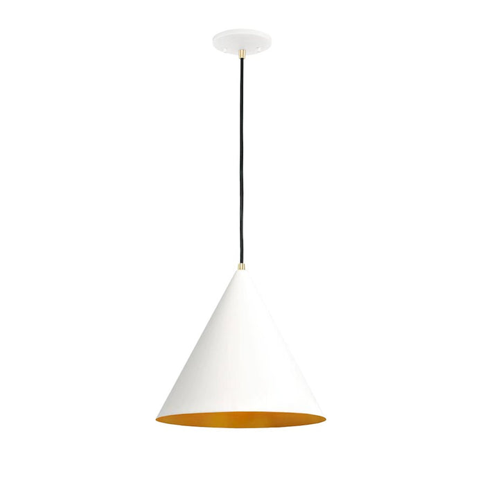 Justice Conos 1Lt 14" Cone Pendant, White/Gold Interior