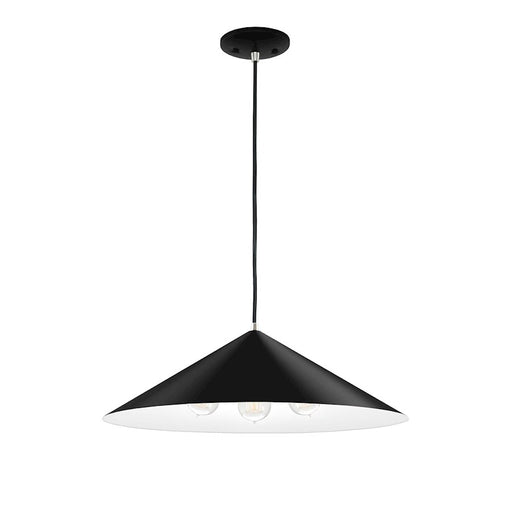 Justice Design Conos 3 Light Cone Pendant, Black/White Interior/ - NSH-8946-MBWT