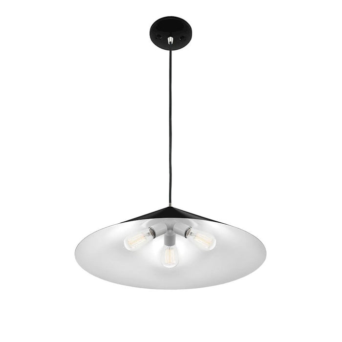 Justice Design Conos 3 Light Cone Pendant, Black/White Interior