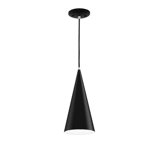 Justice Conos 1Lt 7" Cone Pendant, Black/White Interior - NSH-8947-MBWT