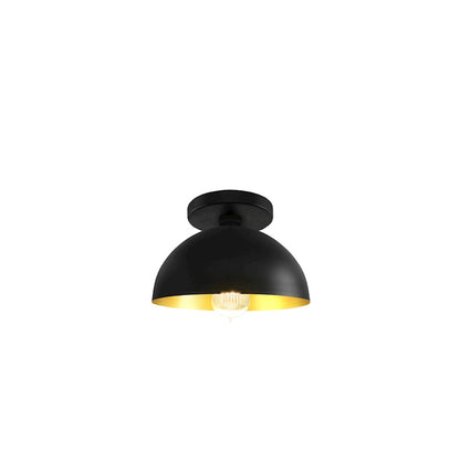 Justice Elias 1Lt Dome Semi-Flush Mount, Black/Gold interior - NSH-9849-CBGD