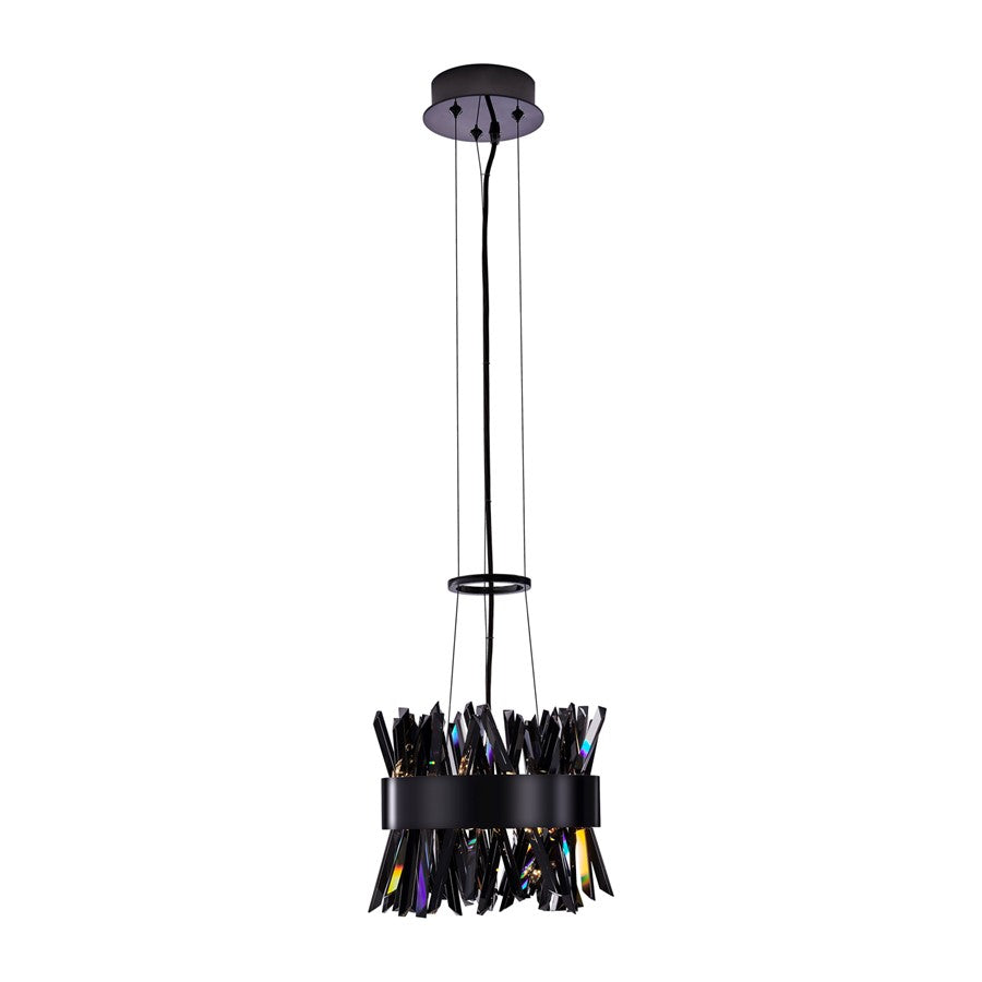 Kalco Glacier 1 Light 10" Pendant, Smoked Firenze/Black Nickel - 030210-184