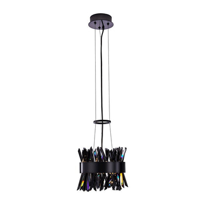 Kalco Glacier 1 Light 10" Pendant, Smoked Firenze/Black Nickel - 030210-184