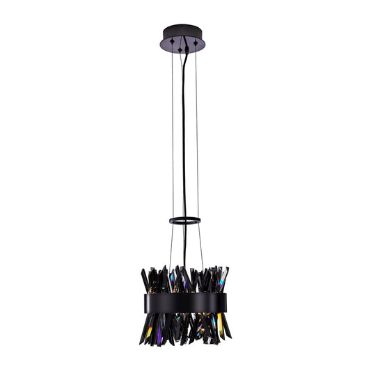 Kalco Glacier 1 Light 10" Pendant, Smoked Firenze/Black Nickel - 030210-184