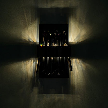 Kalco Glacier 1 Light Wall Sconce, Smoked Firenze/Black Nickel