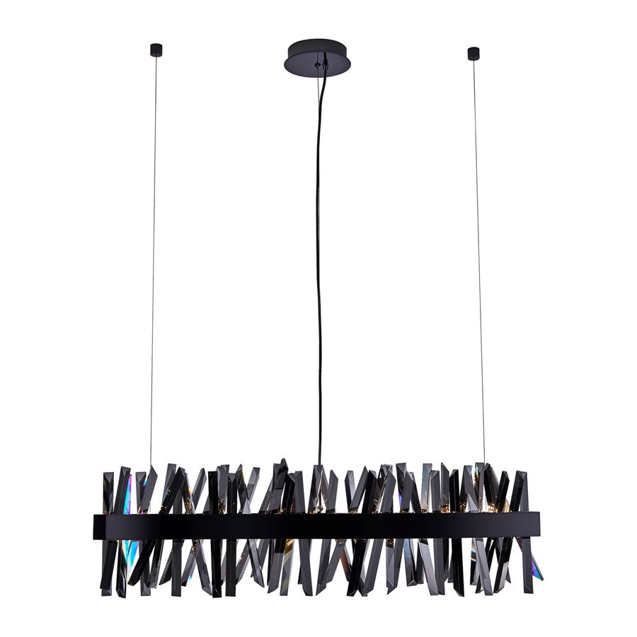 Kalco Glacier 1 Light Linear Pendant, Smoked Firenze/Black Nickel - 030250-184
