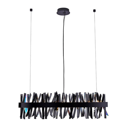 Kalco Glacier 1 Light Linear Pendant, Smoked Firenze/Black Nickel - 030250-184