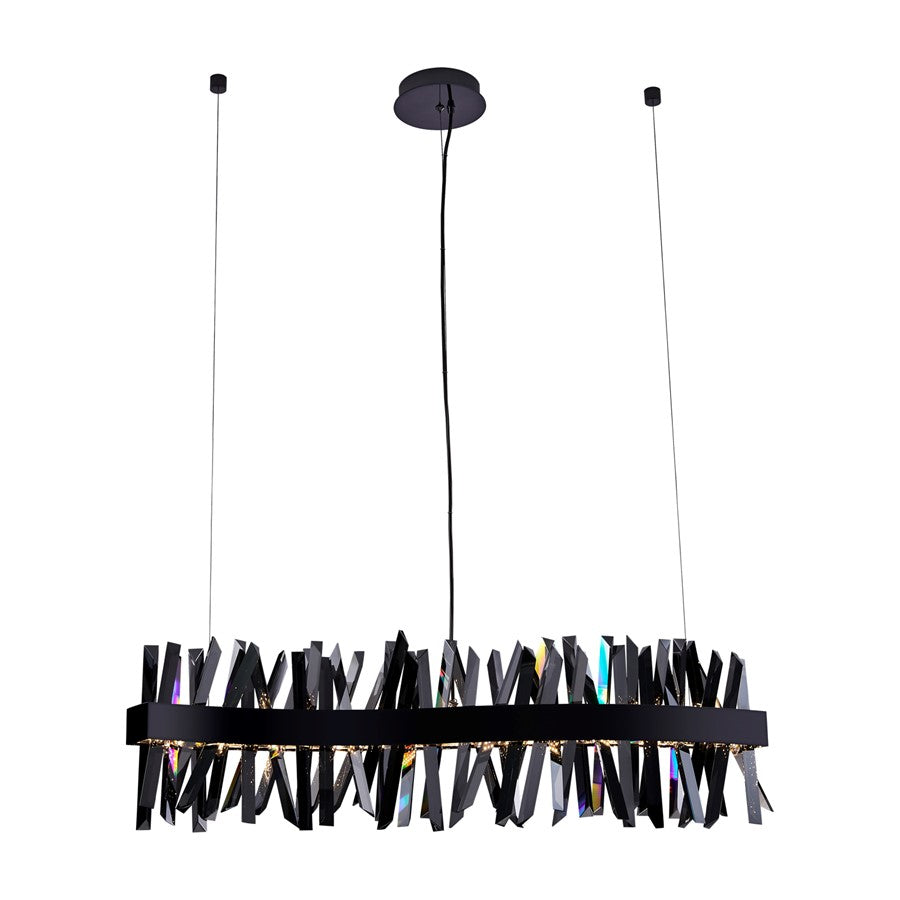 Kalco Glacier 1 Light Linear Pendant, Smoked Firenze/Black Nickel