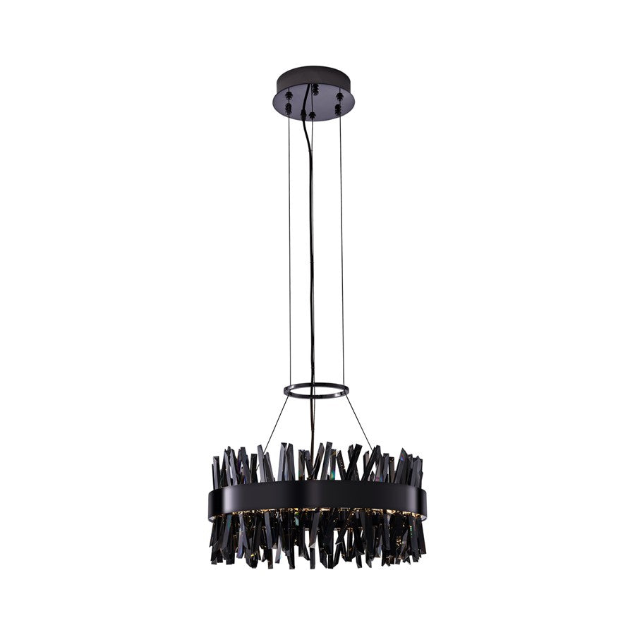 Kalco Glacier 1 Light 20" Pendant, Smoked Firenze/Black Nickel - 030253-184