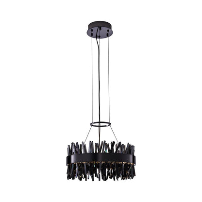 Kalco Glacier 1 Light 20" Pendant, Smoked Firenze/Black Nickel - 030253-184