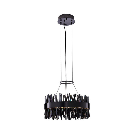 Kalco Glacier 1 Light 20" Pendant, Smoked Firenze/Black Nickel - 030253-184
