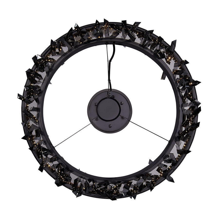 Kalco Glacier 1 Light 20" Pendant, Smoked Firenze/Black Nickel