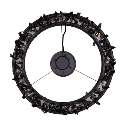 Kalco Glacier 1 Light 20" Pendant, Smoked Firenze/Black Nickel