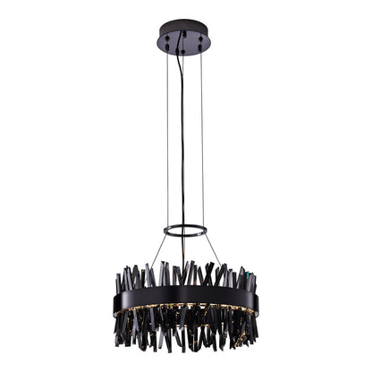 Kalco Glacier 1 Light 20" Pendant, Smoked Firenze/Black Nickel