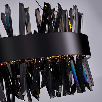 Kalco Glacier 1 Light 20" Pendant, Smoked Firenze/Black Nickel