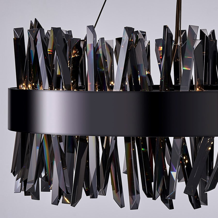 Kalco Glacier 1 Light 20" Pendant, Smoked Firenze/Black Nickel