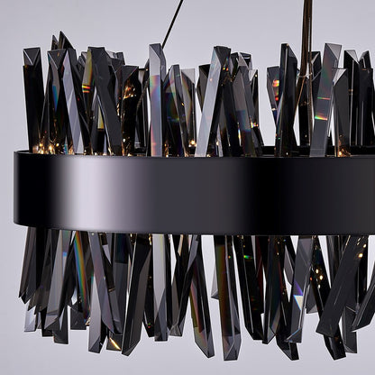 Kalco Glacier 1 Light 20" Pendant, Smoked Firenze/Black Nickel