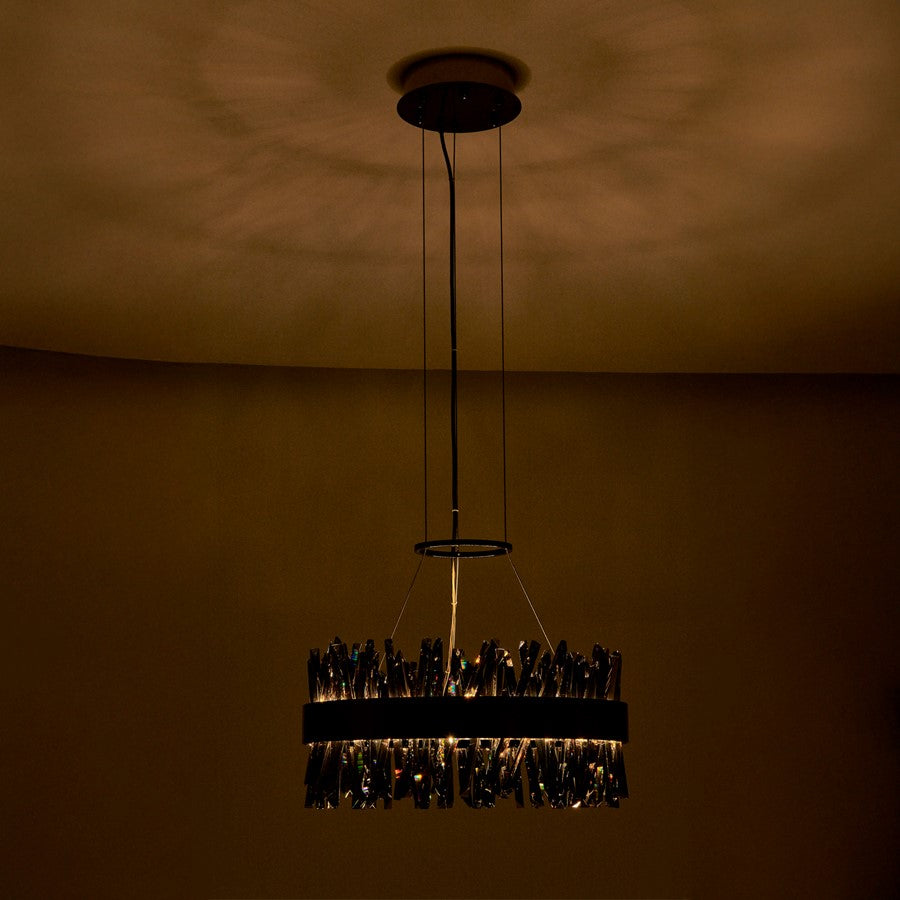 Kalco Glacier 1 Light 20" Pendant, Smoked Firenze/Black Nickel