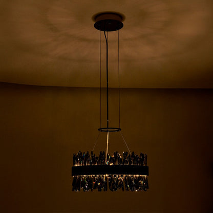 Kalco Glacier 1 Light 20" Pendant, Smoked Firenze/Black Nickel