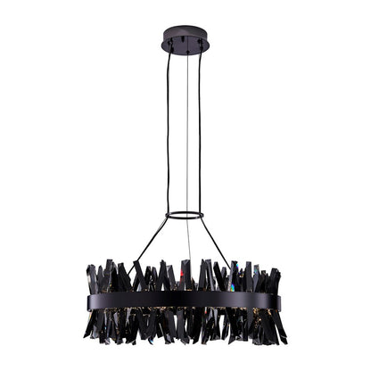 Kalco Glacier 1 Light 32" Pendant, Smoked Firenze/Black Nickel - 030255-184