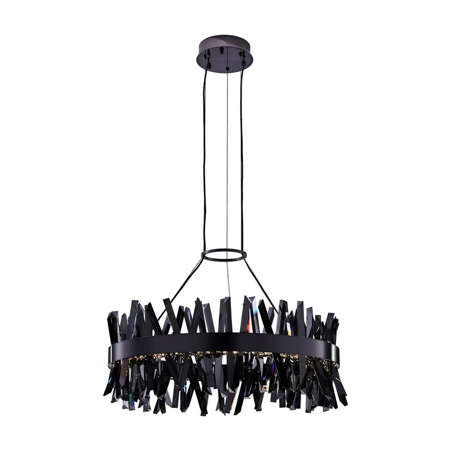 Kalco Glacier 1 Light 32" Pendant, Smoked Firenze/Black Nickel