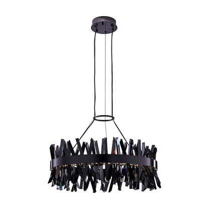 Kalco Glacier 1 Light 32" Pendant, Smoked Firenze/Black Nickel
