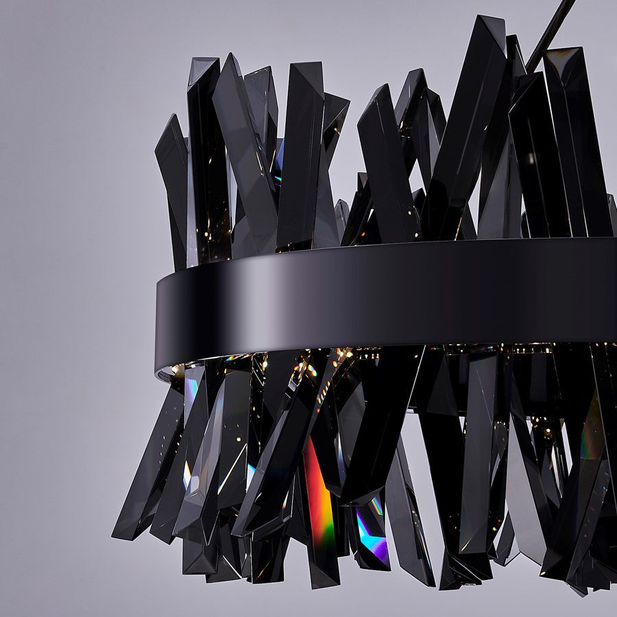 Kalco Glacier 1 Light 32" Pendant, Smoked Firenze/Black Nickel