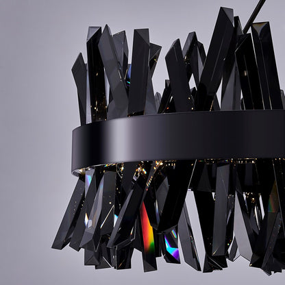 Kalco Glacier 1 Light 32" Pendant, Smoked Firenze/Black Nickel