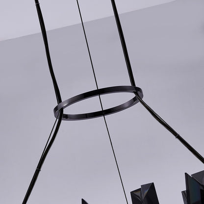 Kalco Glacier 1 Light 32" Pendant, Smoked Firenze/Black Nickel